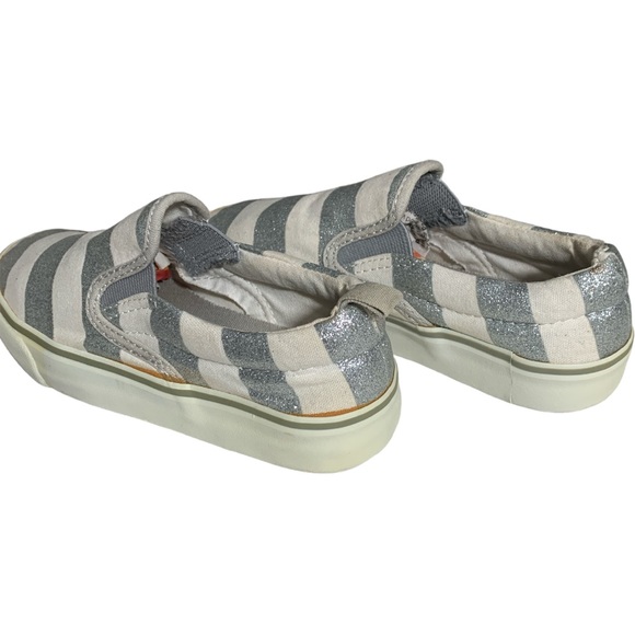 OLD NAVY Kids White and Shiny Silver Striped Shoes Size 1 - Picture 2 of 8